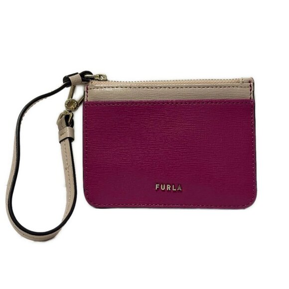 FURLA - Pink Beige Leather Coin Case